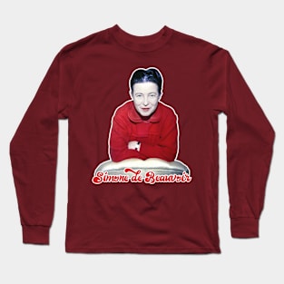 Simone de Beauvoir / Retro Fan Design Long Sleeve T-Shirt